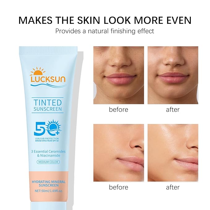 Tinted Mineral Sunscreen SPF 50-2-in-1 Makeup & Sunscreen for Natural Glow, Broad Spectrum Protection + Skincare Benefits All Skin Types (#003, 1.69 Fl Oz (Pack of 1))