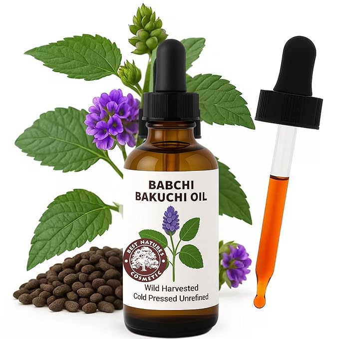 Best Nature's Cosmetics Bakuchi (Babchi) Oil – 100% Pure, Cold Pressed Facial Oil for Skin Care – Bakuchiol-Rich Psoralea Corylifolia Seed Oil – 1 fl oz / 30 ml