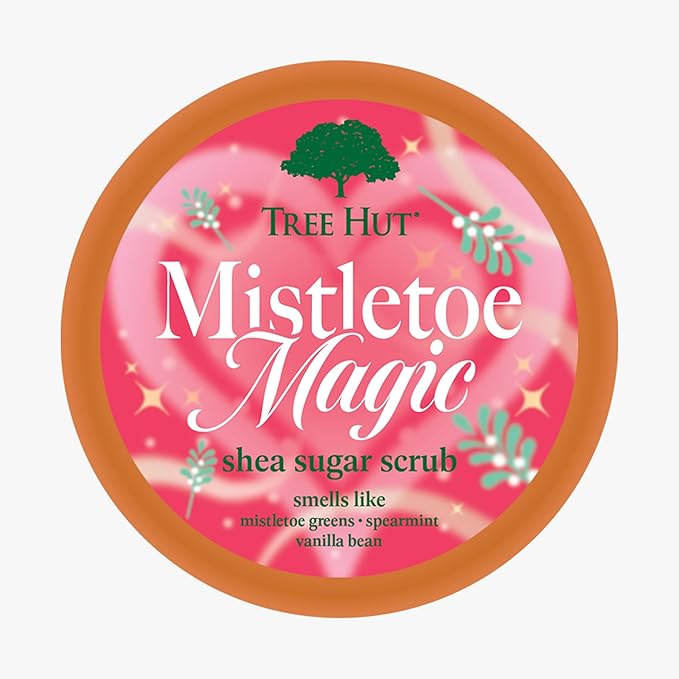 Tree Hut Mistletoe Magic Shea Sugar Scrub, Exfoliating, Hydrating & Moisturizing Body Scrub with Shea Butter & Nourishing Essential Oils, Smooth & Soften Skin, Limited Edition Holiday, 18 oz