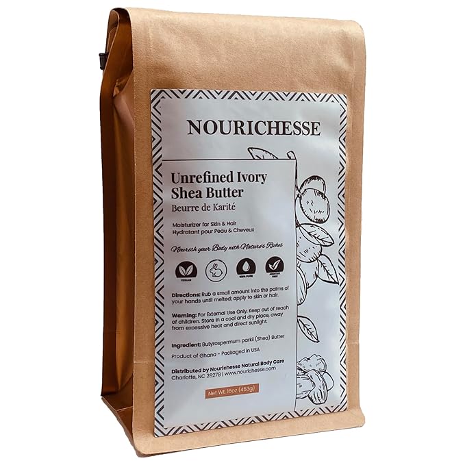 Unrefined Ivory Shea Butter - 1LB (16oz) Block, 100% Pure Raw Shea Butter