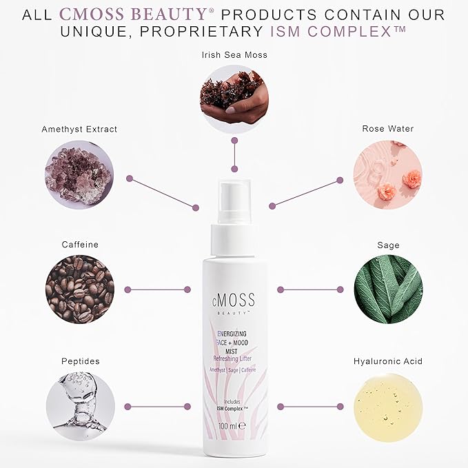 Anti-Aging Glass Skin Face Mist – Instant Lift, Glow & Tighten | Sea Moss + Hyaluronic Acid Caffeine & Amethyst – Mood Boost, Oil-Free All Skin Types