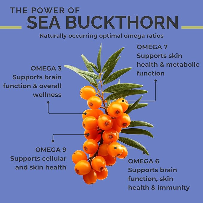 SeabuckWonders Organic Sea Buckthorn Berry Oil, 1.76 Fl Oz, 52 Servings, with Omega 3,6,7,9, Used Topically & Orally, Supports Hair, Skin & Nail Health