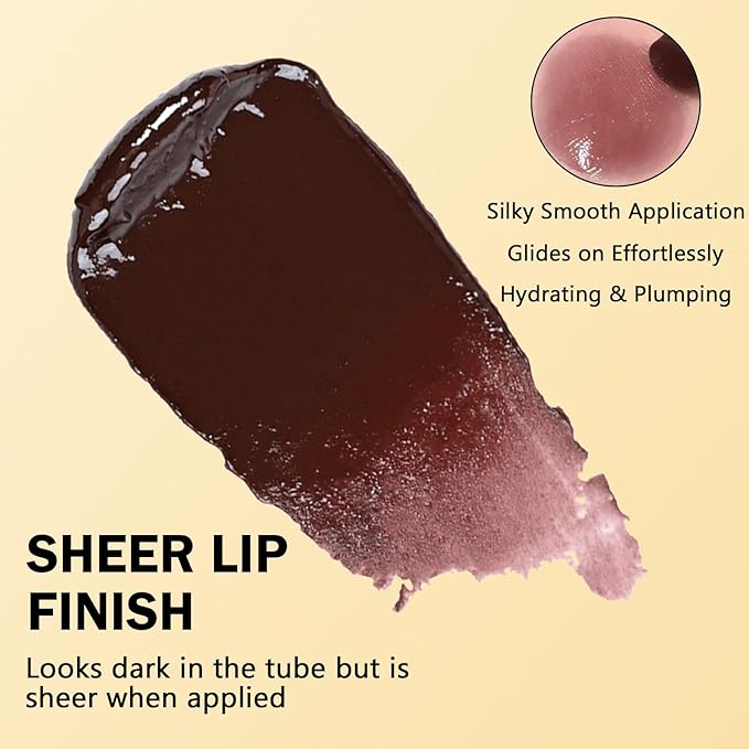 Honey Lipstick Tinted Lip Balm, Hydrating Sheer Lip Color for All Skin Tones, Moisturizing Lightweight Lip Balm with Natural Shine, Nourishing Glossy Black cherry Tint
