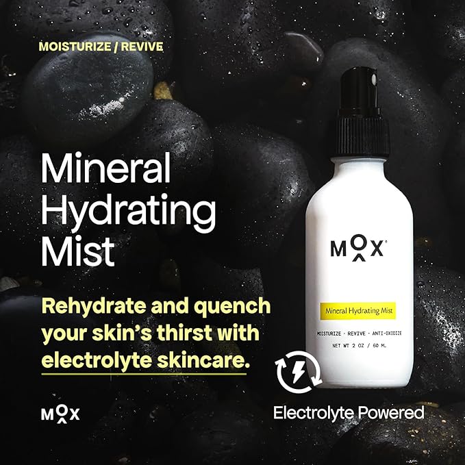 Mox Skincare Mineral Hydrating Mist (2 oz) | Electrolyte Moisturizing Spray. Hydrates & Revives Dry, Tired Skin | With Minerals and Hyaluronic Acid for Refreshing Skin Hydration.