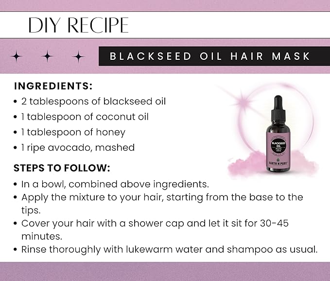 Earth N Pure Blackseed Oil (Kalonji Oil) Cold Pressed, Natural and Therapeutic Grade for Hair 30 ml