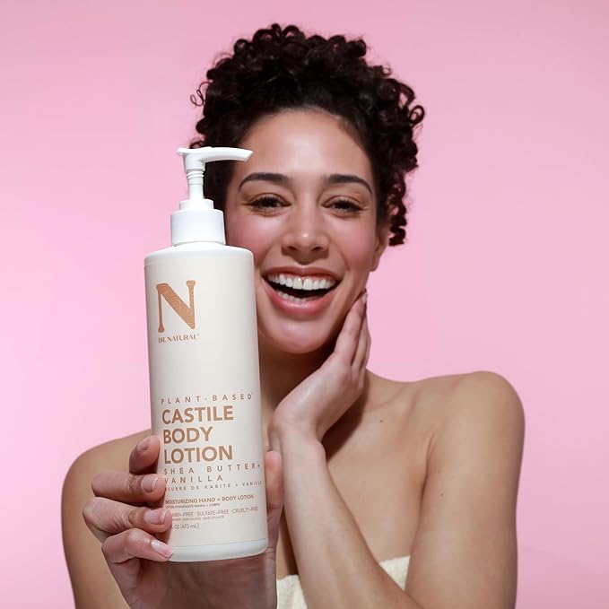 Dr. Natural Castile Body Lotion - Non-Greasy Shea Butter Body Cream - Gentle and Soothing Lotion for Women and Men - Shea Butter and Vanilla - 16 oz