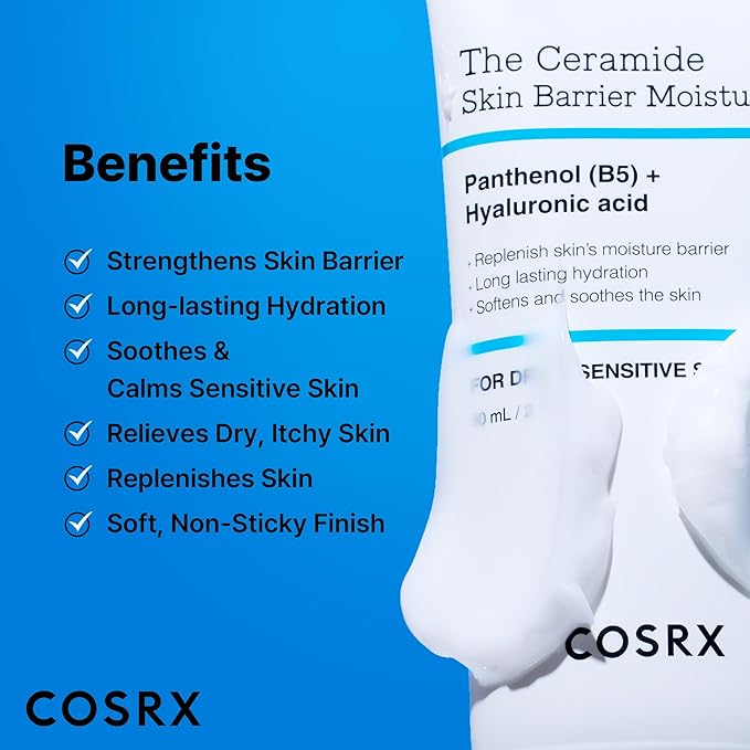 COSRX Ceramide Skin Barrier Moisturizer for Face with 7 Ceramides, Hyaluronic Acid & Panthenol for All Skin Types, 2.7 Fl. Oz, Korean Skin Care