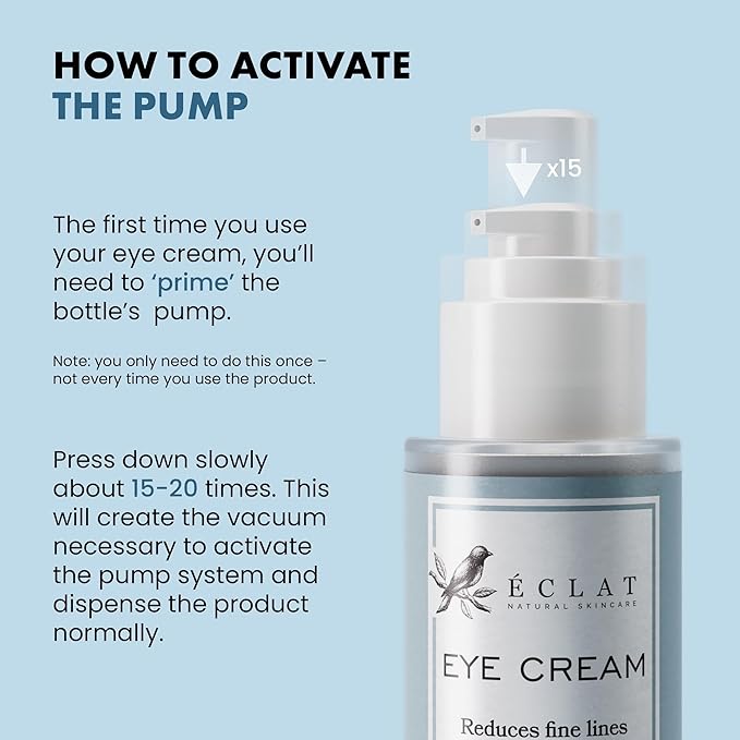 Eclat Skincare Under Eye Cream for Dark Circles & Puffiness – Anti Aging Formula for Wrinkles - Moisturizer for Fine Lines, Crows Feet & Eye Bags – Hydrating Treatment for Firming & Smoothing - 30ml