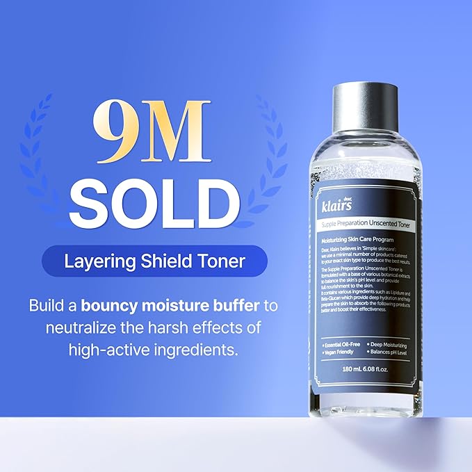 Dear Klairs Unscented Toner | Non-Irritation for Sensitive Skin, Instant Soothing, Skin Flooding & Layering, Hyaluronic Acid, Korean Skin Care, Vegan, Essential Oil Free, 6.08 fl oz