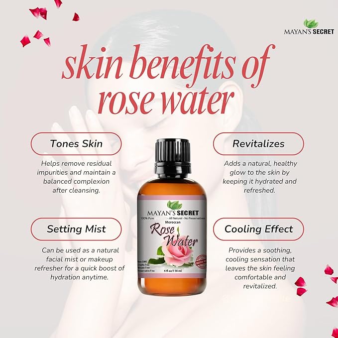 Rose Floral Water HYDROSOL -Natural Toner (Chemical Free) - 4 oz