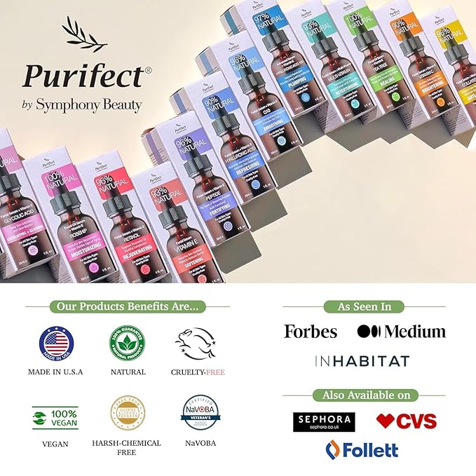 Purifect Tea Tree Oil Facial Serum for Skin - Tea Tree Essential Oil Serum for Face, Skin Clarity Support, Vitamin E for Antioxidant Support, Vegan Skincare, Cruelty Free - 1 fl oz