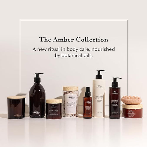 A LA MAISON Earth Body Scrub Amber Collection Natural Pumice Scrub with Shea Butter & Olive Oil – Gently Exfoliates & Softens Skin – French Formula – Plant-Based – 7 oz (Jasmine & Santal)