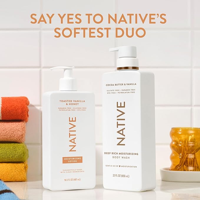 Native Body Lotion Contains Naturally Derived Plant-Based Moisturizers for Women and Men | Restores Dry Skin, Toasted Vanilla & Honey, 16.5 fl oz
