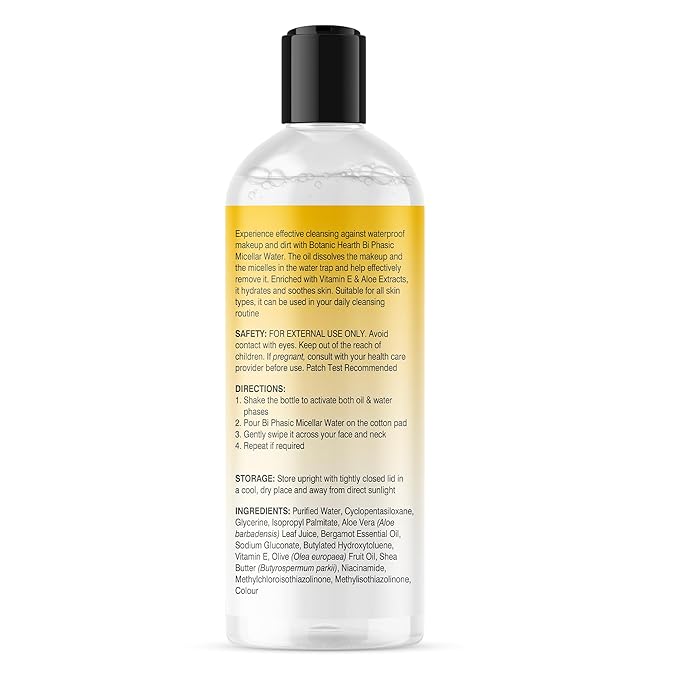 Botanic Hearth Bi|Phasic Micellar Water 16 Fl Oz | Gently Cleanses, Makeup Remover With Dual|Phase Formula, Suitable For All Skin Types