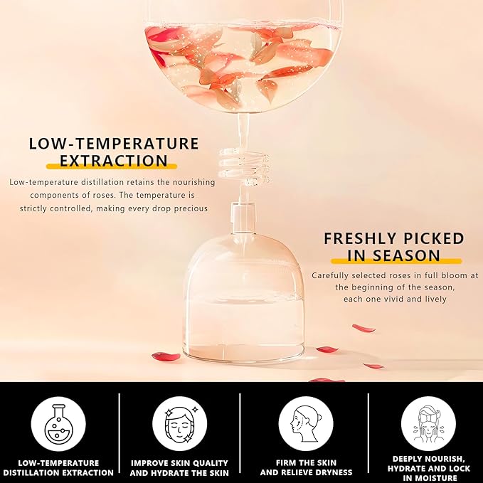 Pure Rose Water - Natural & Fragrant, Perfect for Skincare, Face, Hair and Aromatherapy, 100% Pure & Undiluted, Premium Quality, for All Skin Types (8 Ouces)