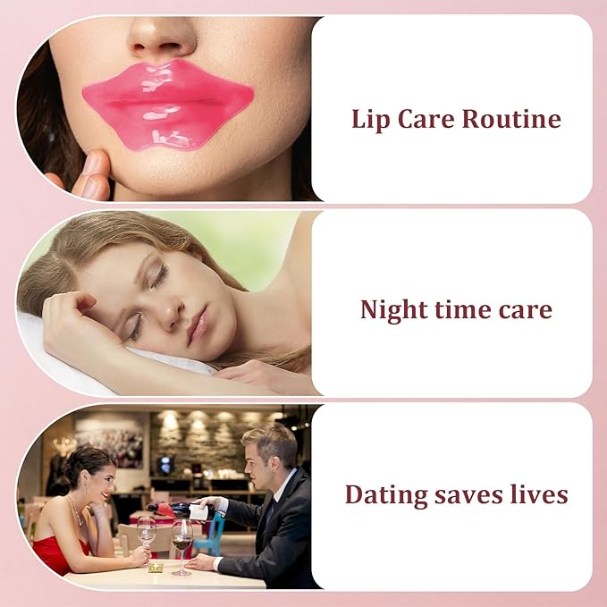 Lip Mask 30PCS Collagen Lip Masks Overnight: Hydrating Moisturizing Lip Mask Sheet Pack Bulk with Hydrogel Crystal Gold Essence - Lip Sleeping Mask for Dry Cracked Lips Women Spa Party Favors
