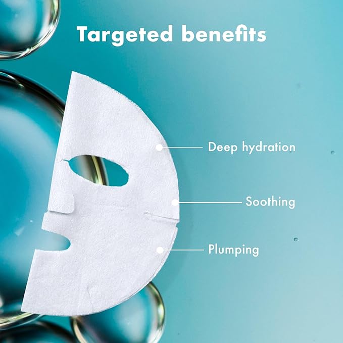 Petal Fresh Skin ResQ Hello Hydration Sheet Mask with Hyaluronic Acid Complex 2% + Aloe Vera, JUMBO 7 Pack, Hydrating Korean Face Mask for Dry & Sensitive Skin, Soothing, Fragrance-Free, Vegan