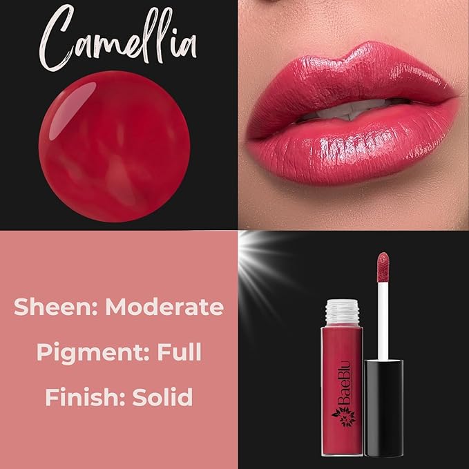 BaeBlu Organic Vegan Lip Gloss, 100% Natural Non-Toxic Moisturizing Ingredients, Camellia