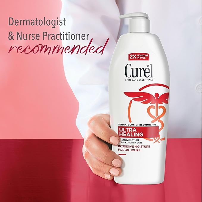 Curel Ultra Healing Intensive Fragrance-Free Lotion For Extra-Dry Skin, Ideal for Sensitive Skin, Cruelty Free, Paraben Free, Dermatologist Recommended, 6 Oz, Pack of 3