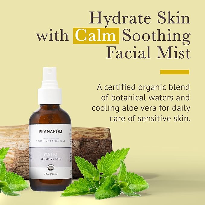 Pranarom Facial Mist (4oz / 120ml) - 100% Pure & Natural Essential Oil Facial Mist for Dry Skin Hydration & Toning (Calm (Sensitive Skin))