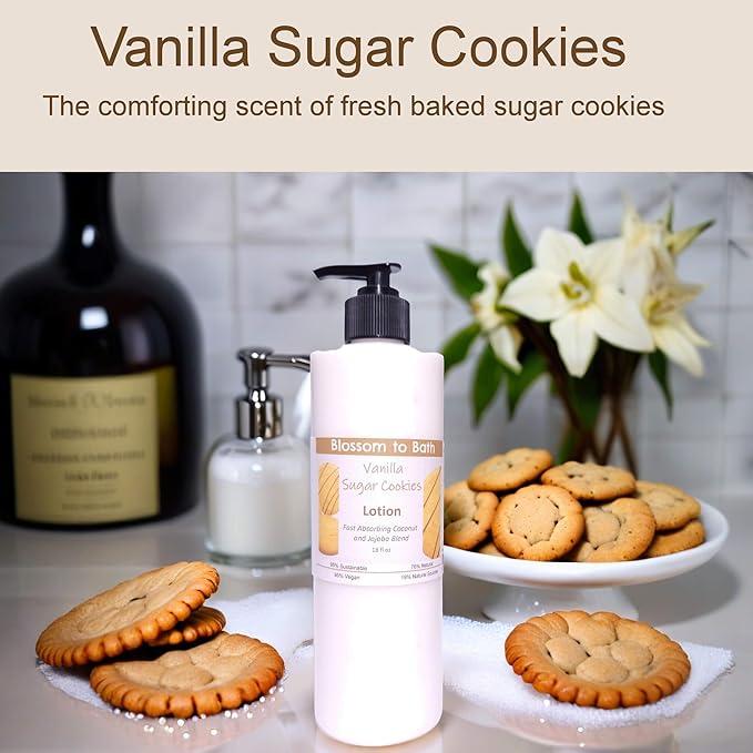 Blossom to Bath Vanilla Sugar Cookies Lotion (16 ounce) - Signature Fragrance - Absorbs Quickly with a Mouth Watering Bakery Scent