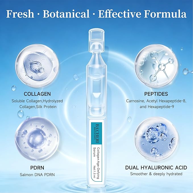 Collagen Peptide Anti-Aging Serum with PDRN – Triple Collagen, Peptide Complex & Botanical Extracts for Firming, Hydration & Skin Barrier Repair – Ampoule Serum Set 1.5ml x 30
