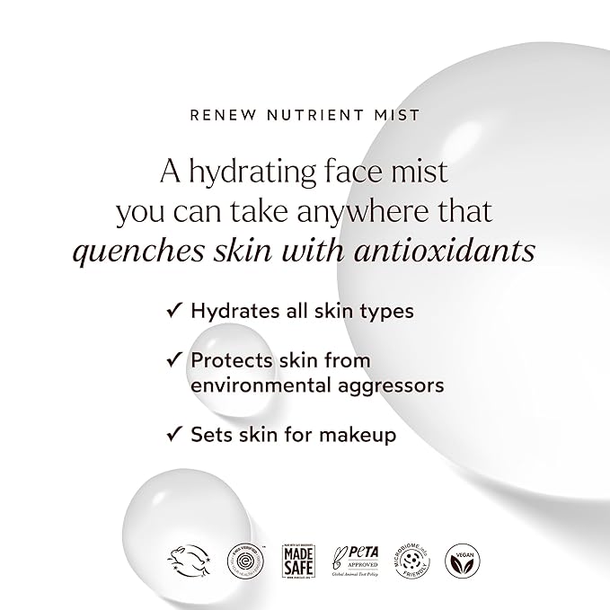True Botanicals Renew Nutrient Mist | Deeply Hydrates & Refreshes On the Go |Dermatologist Tested, Non-Toxic, Hypoallergenic, Vegan, MADESAFE Certfied | (1.7 oz | 50 ml)