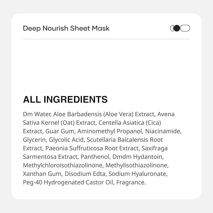 Cureskin Deep Nourish Hydrating Face Sheet Mask with Panthenol, Cica Extract & Oats Bran | Intense Moisture, Glow & Soothing Care | Pack of 3