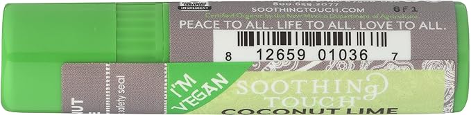 Soothing Touch Lip Balm, Organic Coconut Lime, .25 Ounce