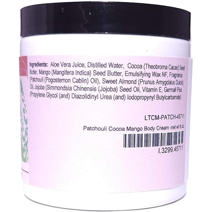 Blossom to Bath Patchouli Cocoa Mango Body Cream (8 Ounce) - Pure Essential Oil Fragrance - Feels Like A Lotion And Works Like A Butter with a Woodsy Exotic Scent