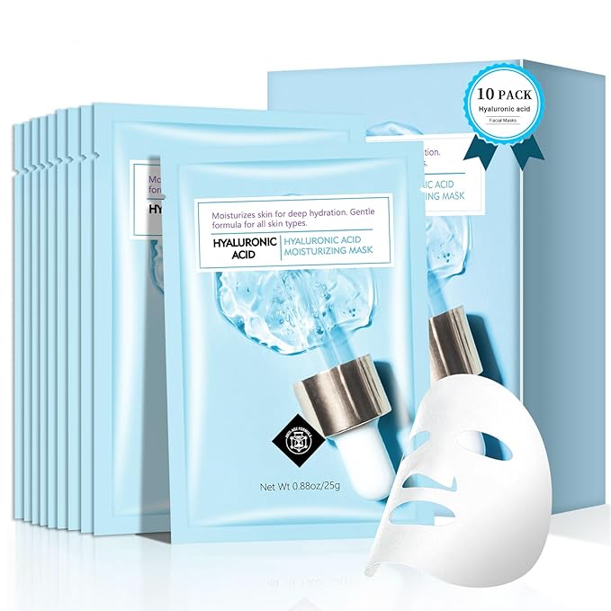Hyaluronic Acid Face Mask for Skin Hydrating Seekers: 4-Layer Hydrating Banishing Tightness - Instantly Replenish Skin Moisture and Fade Fine Lines Caused By Dryness