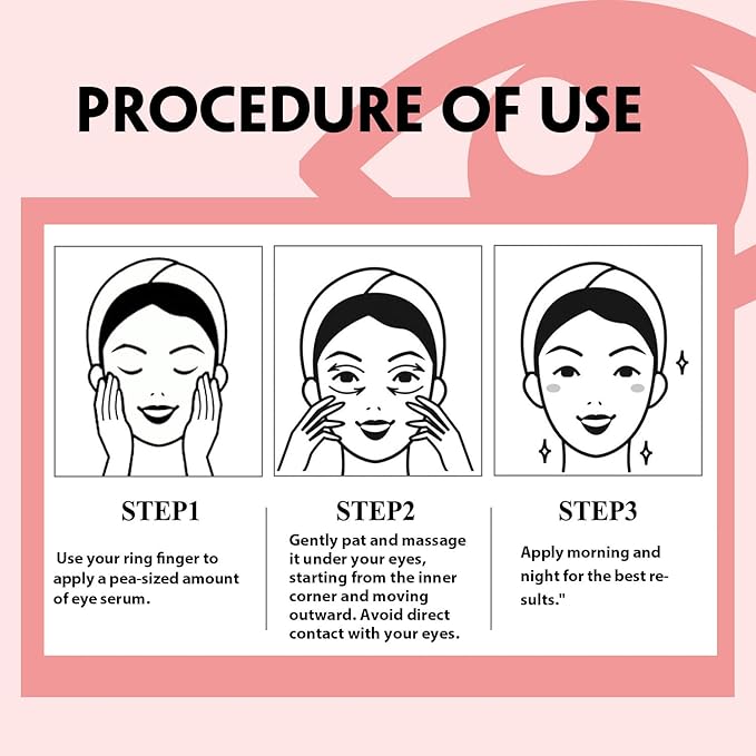 Pink Peptide Eye Serum with Retinol &Sodium Hyaluronate - Anti-Aging Eye Cream for Dark Circles, Puffiness & Wrinkles For All Skin Types 30mL