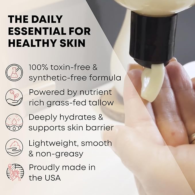 TALLOWRX Tallow Body Lotion – 100% Grass-Fed Beef Tallow for Skin, Face & Body – Pure & Organic Moisturizer with Jojoba Oil, Vitamin E (8 Fl Oz, Vanilla)