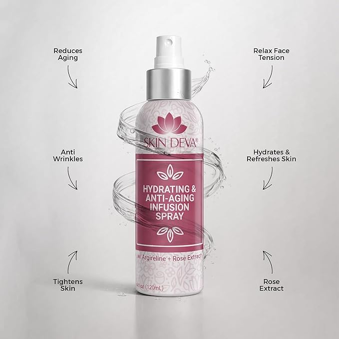 SKIN DEVA Hyaluronic Acid & Argireline Facial Spray – Hydrating Face Mist with Lavender Extract – Helps Improve the Appearance of Fine Lines – Lightweight Moisture Boost for All Skin Types (Rose)