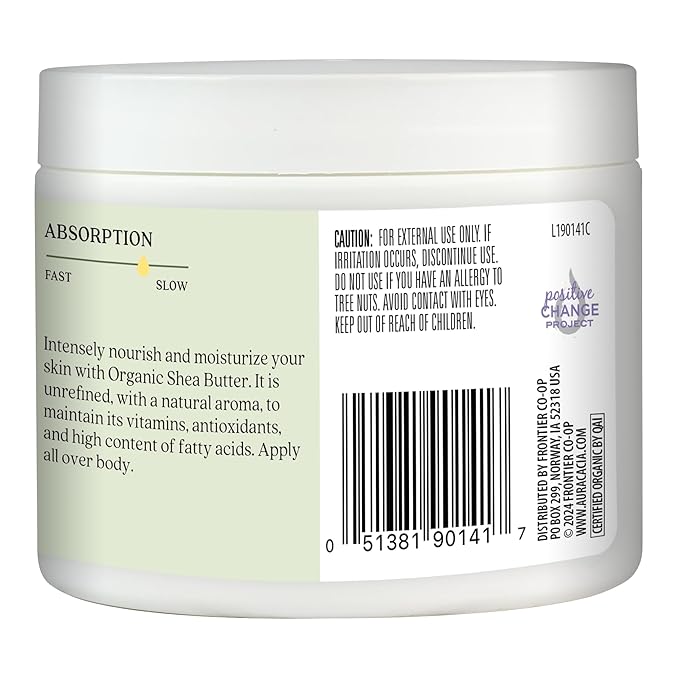 Aura Cacia Organic Shea Butter | Unrefined Body Care | 3.25 oz.