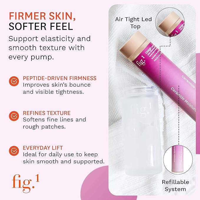 Fig.1 Ceramide Face Moisturizer Refill for Women | Hydrating Daily Facial Moisturizer with Peptides, Hyaluronic Acid & Squalane | Lightweight, Non Comedogenic, Fragrance Free, Refillable | 1.7 fl oz