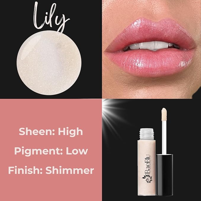 BaeBlu Organic Vegan Lip Gloss, 100% Natural Non-Toxic Moisturizing Ingredients, Lily
