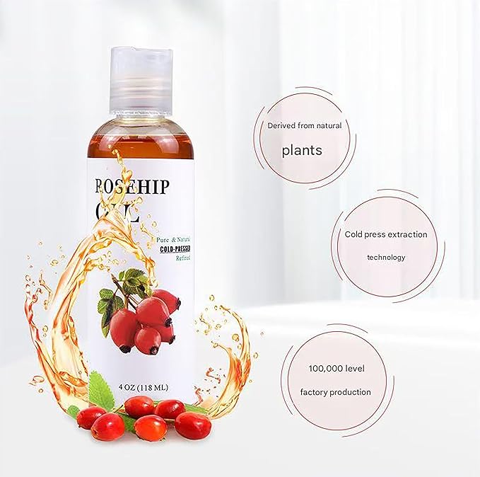 100% Pure Rose Hip Essential Oil for Hair Growth,Premium Carrier Oil,Body & Face Moisturizing Rosehip,Scalp Massage, Natural Organic for Skin