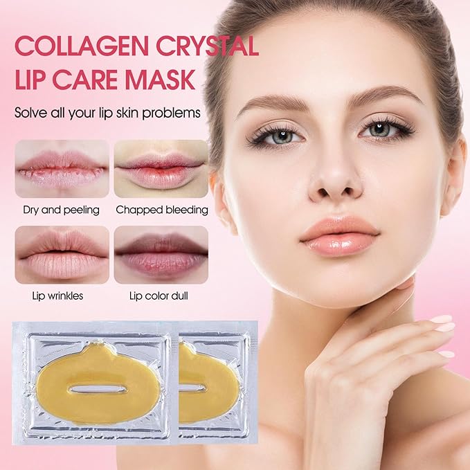 30 pieces of Moisturizing Collagen Crystal Lip Mask - Anti-Ageing & Anti Chapped, Reduce lip Wrinkles, Fade Lip Color, Make Skin Smooth (Gold)