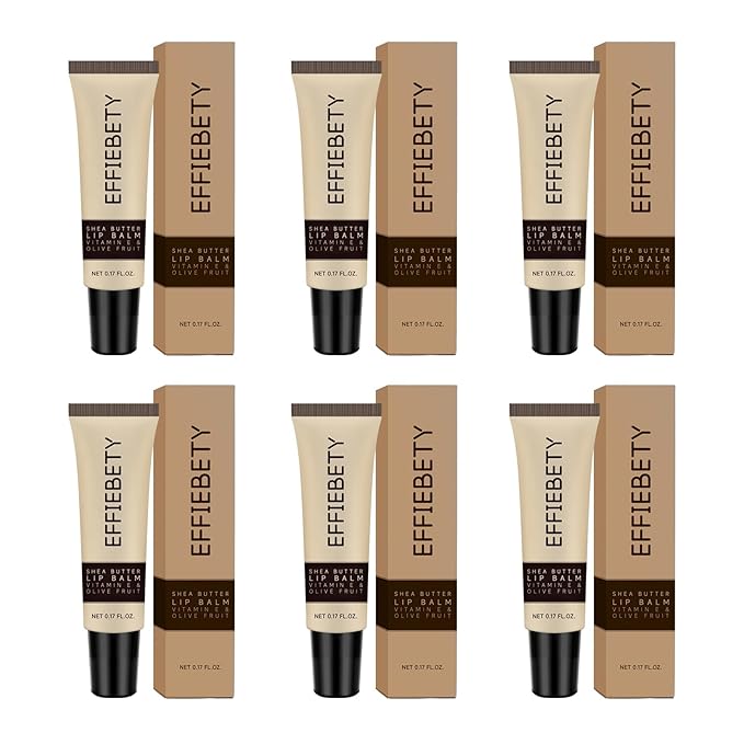 6 Pack Shea Butter Lip Balm, Moisturizing Lip Care Christmas Gifts for All Day Hydration, Conditioning with Shea Butter, Vitamin E & Olive Fruit, Vegan & Cruelty-Free (0.17 fl oz)
