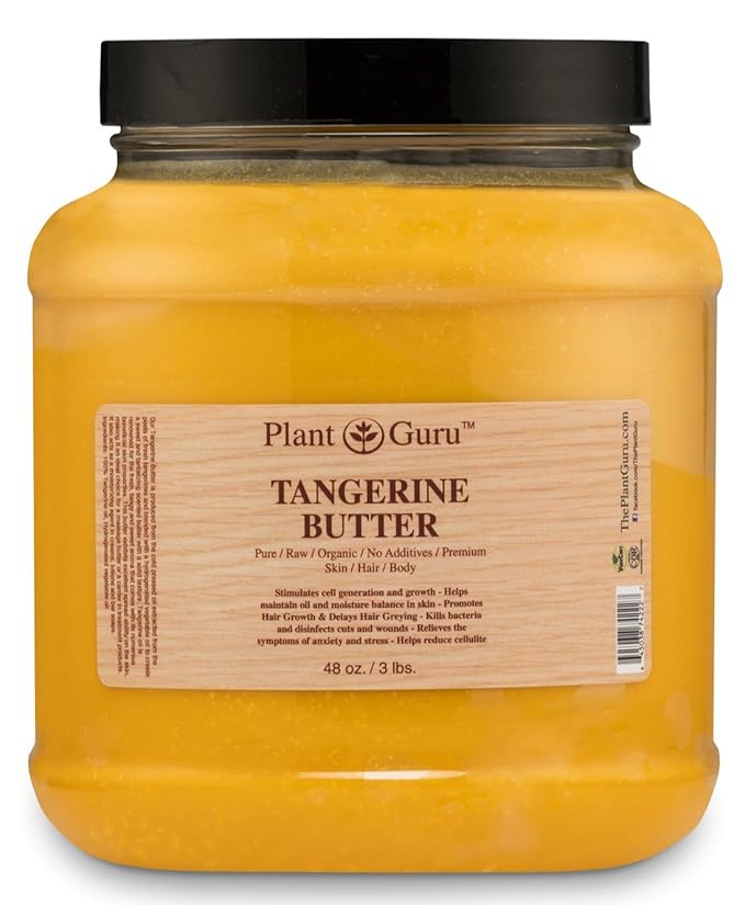 Tangerine Body Butter 3 lb. 100% Pure Raw Fresh Natural Cold Pressed. Skin Body and Hair Moisturizer, DIY Creams, Balms, Lotions, Soaps.