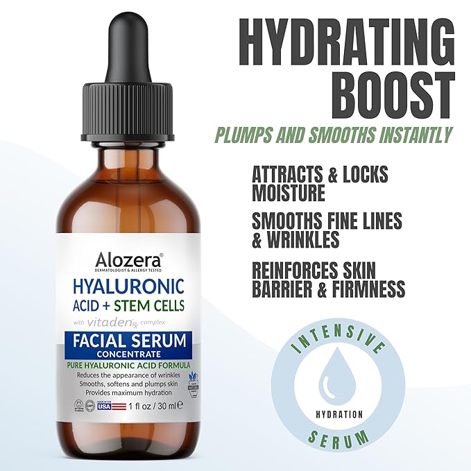Alozera Face Serum Set of 4 with Retinol, Collagen, Vitamin C, Niacinamide, Hyaluronic Acid & Glycolic Acid, Exfoliating, Hydrating, Brightening, Anti-Aging Skincare, Serum Gift Pack of 4