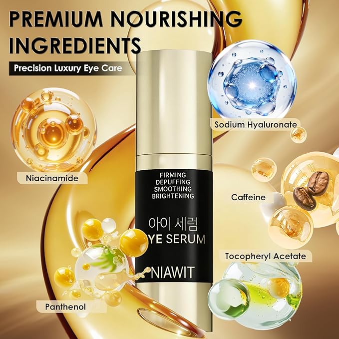 Eye Serum – Anti-Fatigue Eye Care for Dark Circles, Puffiness & Fine Lines with Niacinamide, Peptides & Caffeine – Gentle Clean Beautiful for Daily Use Around the Delicate Eye Area
