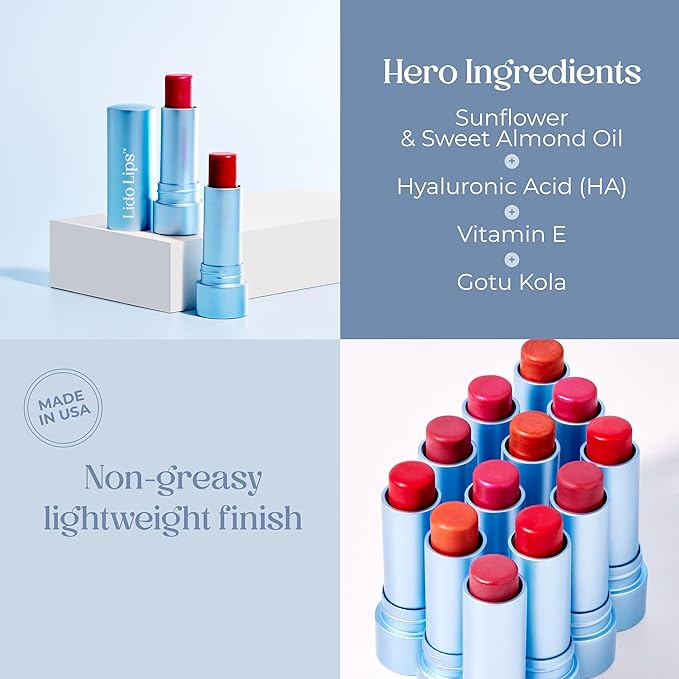 Tinted Lip Balm. Moisturizing Sheer, Buildable Lip Color with Hyaluronic Acid, Vitamin E and Rich Oil. Beauty Moisturizer 0.21oz- Ruby Rouge