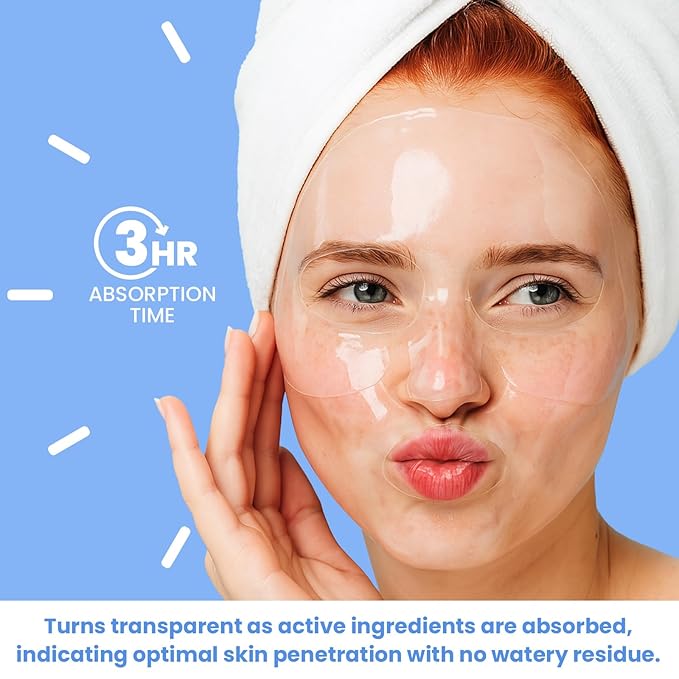 BLOOMORA Hyaluronic Acid & Collagen Face Mask Overnight, Hydrogel Hydrating Facial Mask, Moisturizing & Tightening Low Molecular Solution, Collagen Skincare, Face Care & Self Care for Women 34g*4ea