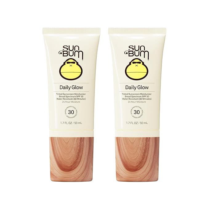 Sun Bum Daily SPF 30 Glow Sunscreen Face Lotion-Moisturizing Facial Sunscreen-Tinted-Dewy Finish-Hawaii 104 Act Compliant (Made without Octinoxate&Oxybenzone)-Travel Size-1.7 oz,(Pack of 2)