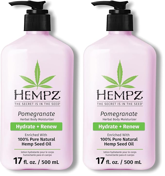 Hempz Body Lotion - Pomegranate - Bright Citrus - Daily Moisturizing Cream - 17oz,(Pack of 2)