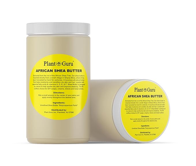 Plant Guru Raw African Shea Butter 32 oz. / 2 lbs. Jar Bulk 100% Pure Natural Unrefined IVORY - Ideal Moisturizer For Dry Skin, Body, Face And Hair Growth. Great For DIY Soap and Lip balm Making.