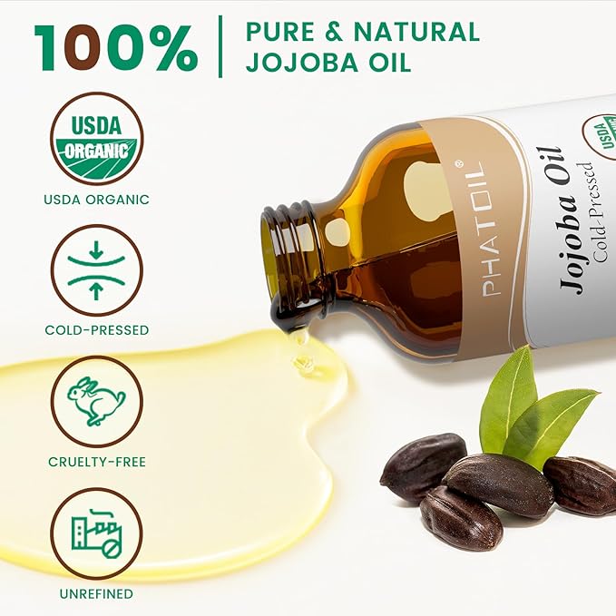 PHATOIL 118ML/4 Oz Organic Rosehip Seed Oil & Jojoba Oil for Skin Face Body Care, Pure and Natural Cold Pressed Base Carrier Oil