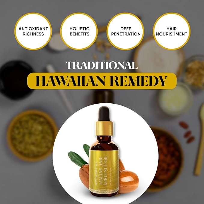 Tamanu & Kukui Nut Oil with Squalane Oil For Face, Body & Hair | Cold-Pressed Oils for Skin Nourishment - Boosts Collagen Production